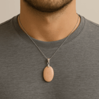 Pendentif Amazonite Pêche - Pierre Naturelle et Monture Argentée – Image 2