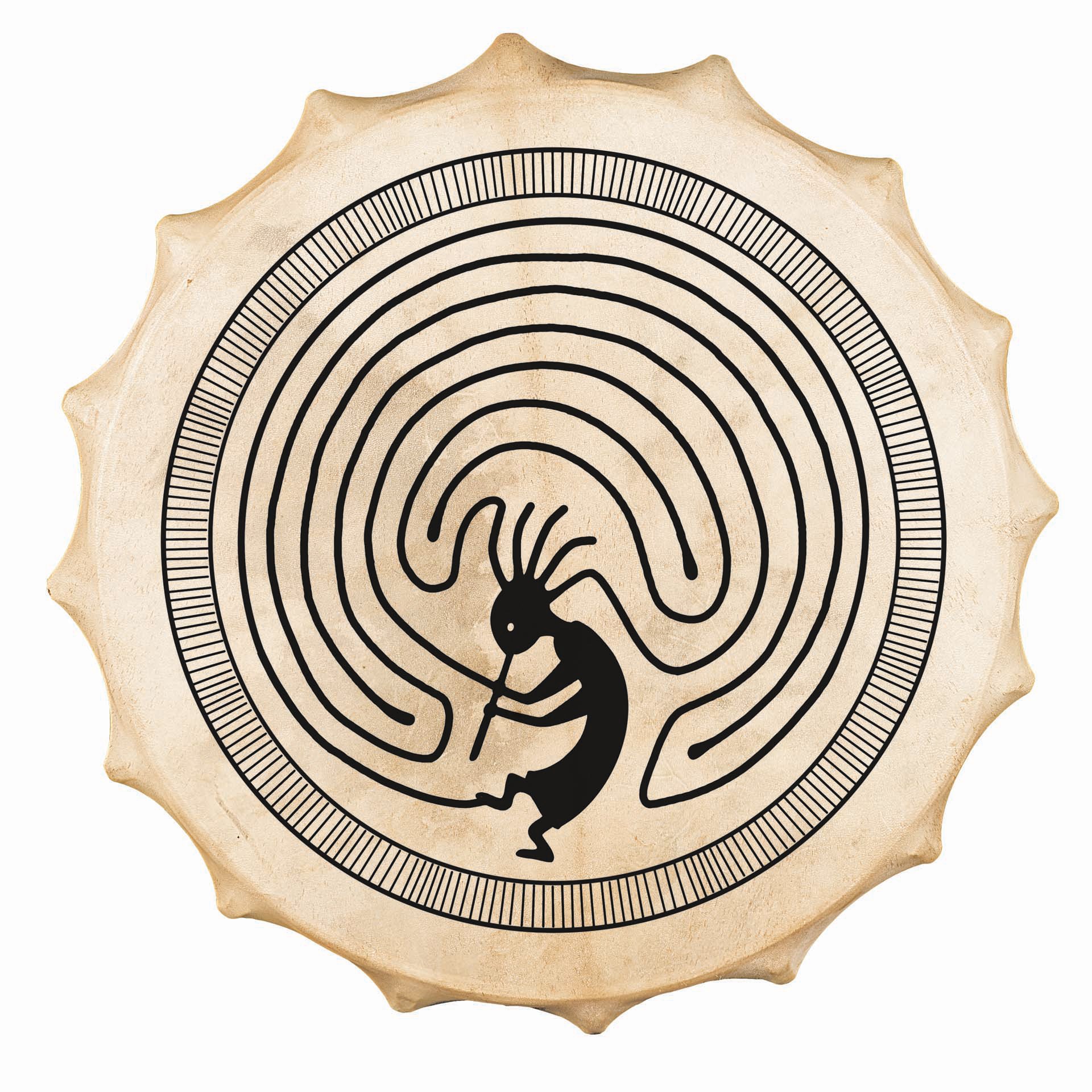 tambour chamanique sibérien kokopelli 58 cm peau de chèvre naturelle